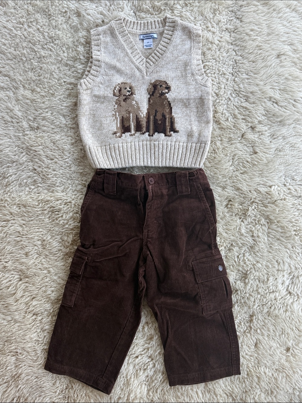 Boys Hartstrings Puppy Vest with Courdoroy Pants
